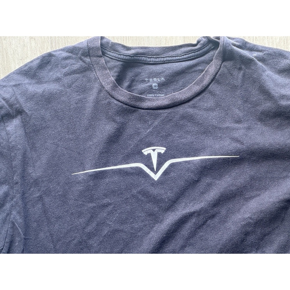 Tesla Logo T Shirt Mens Large Black 100% Cotton Graphic Crew Neck Tee M - Picture 4 of 5